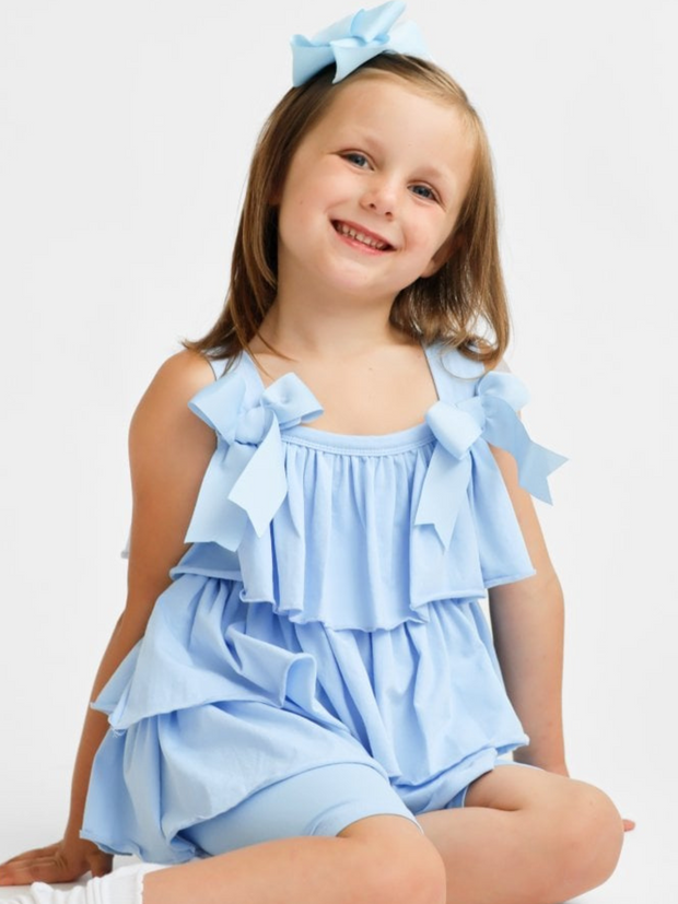 Girls 'Ava' Frilly Short Set - Blue