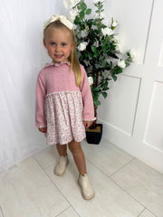 Baby Girls Pink Knitted Floral Dress (3M - 3Y)