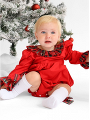 Festive Girls Red Romper With Matching Socks