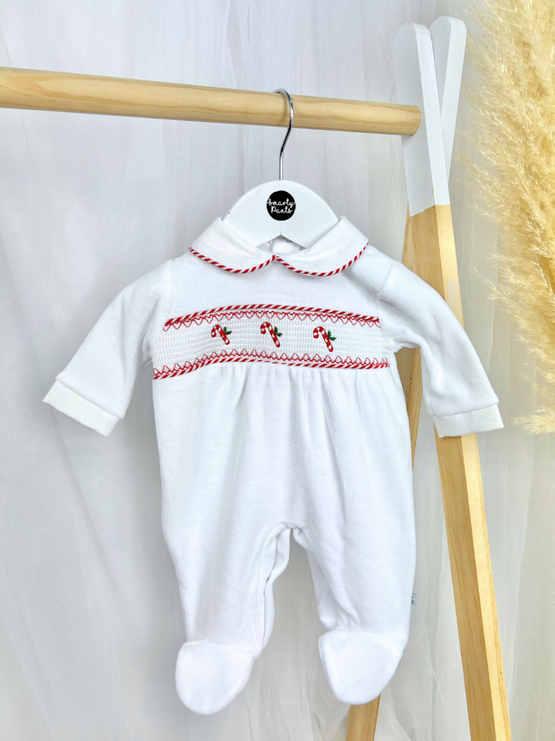 White Candycane Babygrow