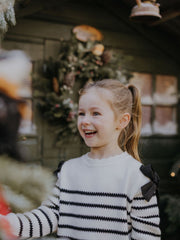 Mayoral Junior Girl Striped Dress With Bows (3Y-8Y)