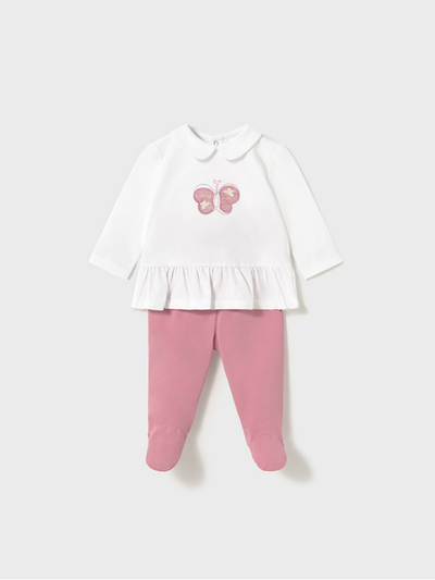 Mayoral Baby Girl Pink & White Butterfly Set