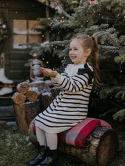 Mayoral Junior Girl Striped Dress With Bows (3Y-8Y)