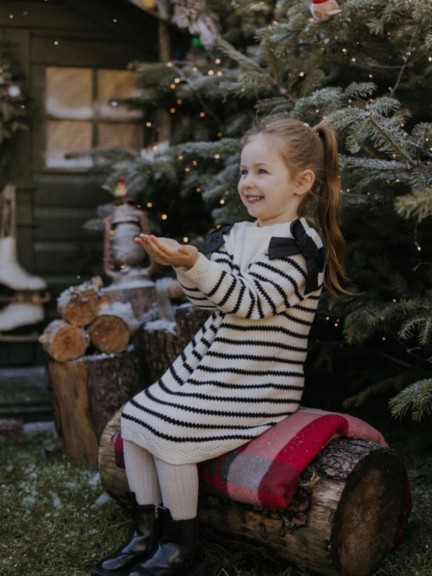 Mayoral Junior Girl Striped Dress With Bows (3Y-8Y)