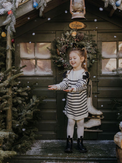 Mayoral Junior Girl Striped Dress With Bows (3Y-8Y)