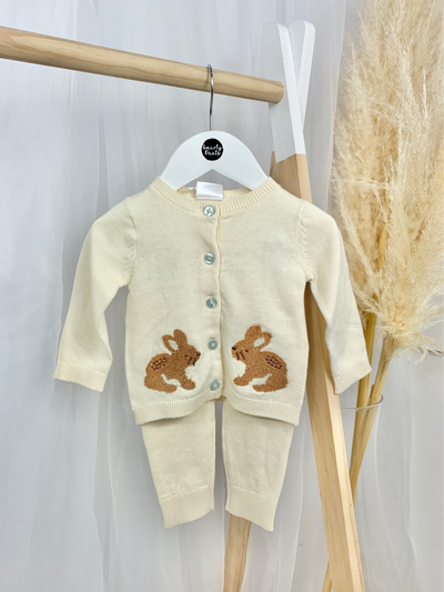 Baby Girl Cream Cardigan Knitted Outfit Set