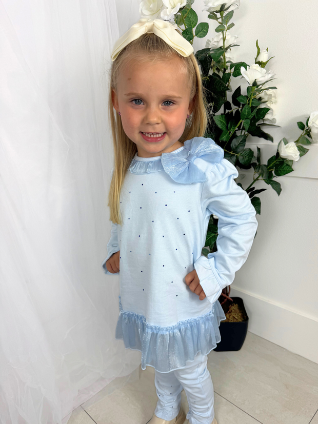 Mintini Girls Blue Diamante Legging Set (12M - 5Y)