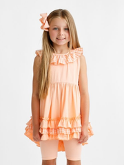 Girls 'Remi' Gingham Frilly Short Set - Peach