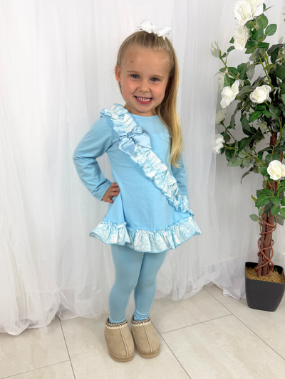Girls 'Alba' Cross Ruffle Legging Set (18M - 9Y) - Blue