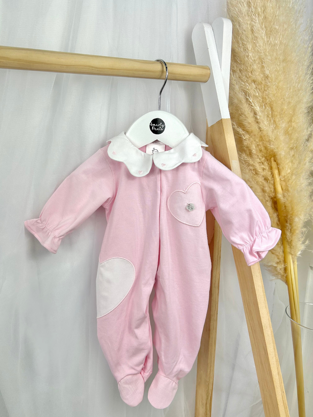 Deolinda 'Lina' Pink Heart Babygrow