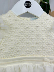 Mintini Baby Girl Ivory Pearl Romper (3M - 12M)