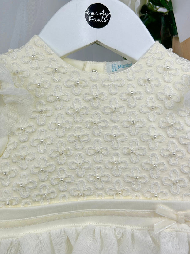 Mintini Baby Girl Ivory Pearl Romper (3M - 12M)