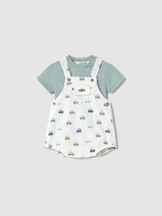 Mayoral Baby Boy Green Car Dungaree Set