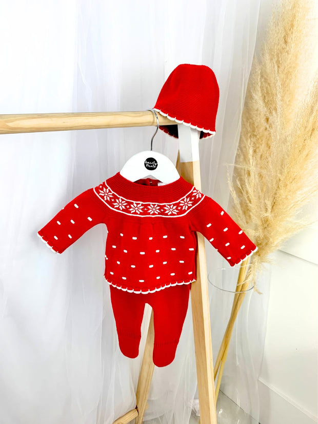 Baby Red Festive 3 Piece Outfit Set