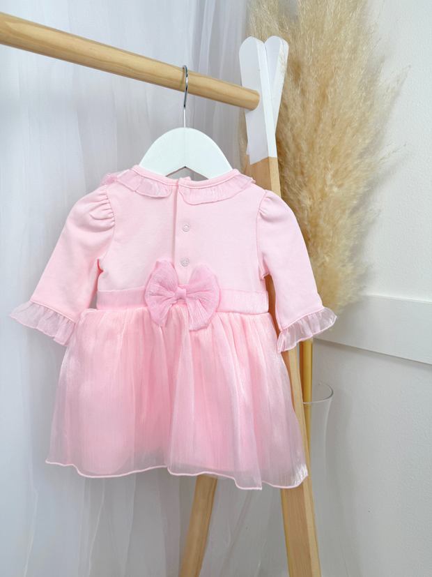 Mintini Girls Pink Bow Frill Dress (3M - 5Y)