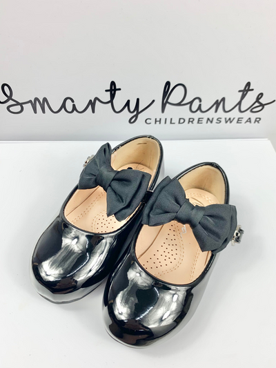 Girls Black 'Madeline' Bow Shoes