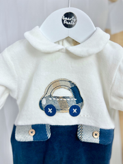 EMC Navy & Cream Car Babygrow