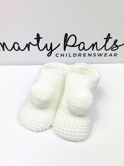 Knitted Pom Pom Booties - 2 Colours