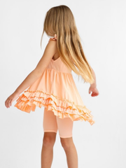 Girls 'Remi' Gingham Frilly Short Set - Peach