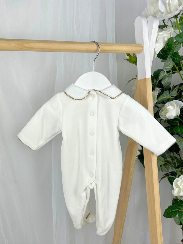 Deolinda Unisex White Bear  Babygrow (0M-9M)