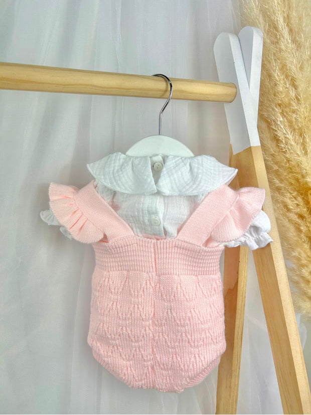 Baby Girl 'Melody' Pink Knitted Romper