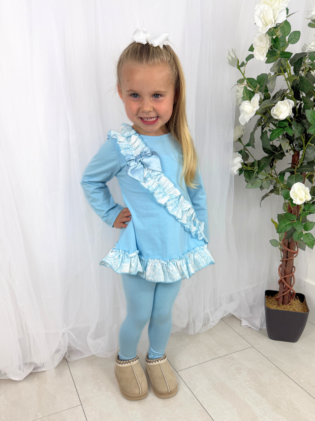 Girls 'Alba' Cross Ruffle Legging Set (18M - 9Y) - Blue
