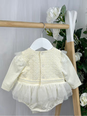Mintini Baby Girl Ivory Pearl Romper (3M - 12M)