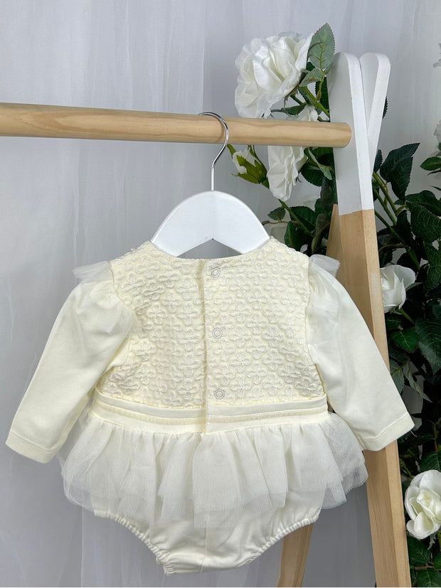 Mintini Baby Girl Ivory Pearl Romper (3M - 12M)