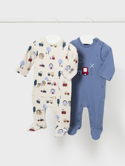 Mayoral Baby Boy Blue Farm Babygrows - 2 Pack