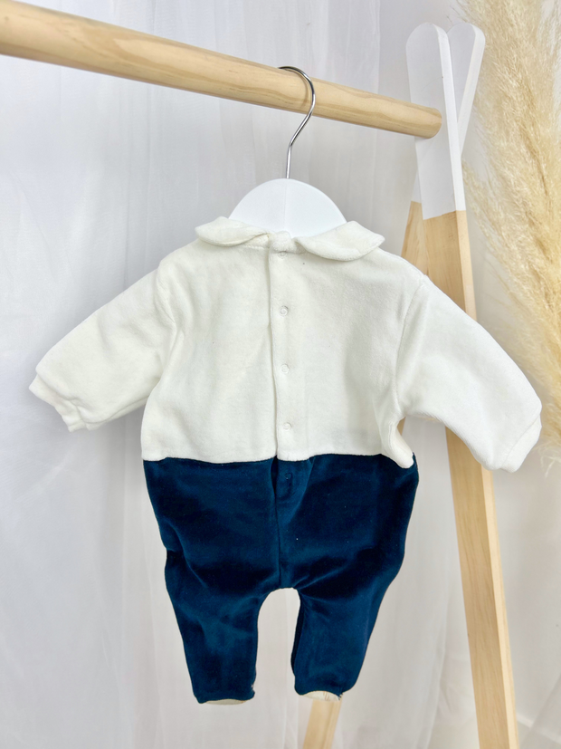 EMC Navy & Cream Car Babygrow