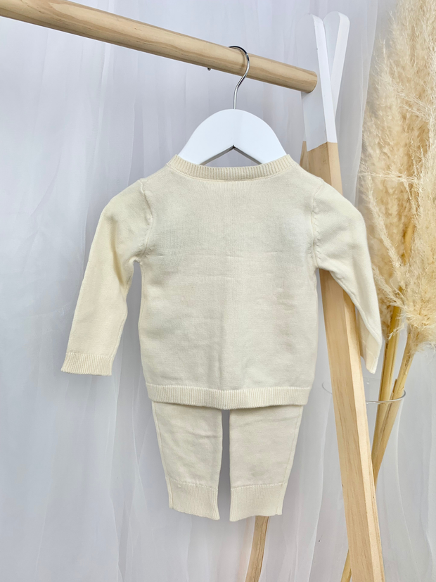 Baby Girl Cream Cardigan Knitted Outfit Set