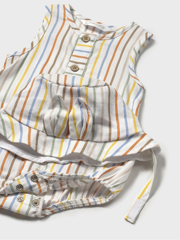 Mayoral Baby Boy Multi Striped Romper With Sun Hat