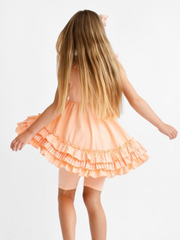 Girls 'Remi' Gingham Frilly Short Set - Peach