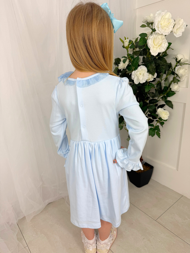 Mintini Girls Blue Diamante Bow Dress (12M - 5Y)