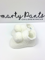 Knitted Pom Pom Booties - 2 Colours