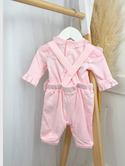 Mintini Baby Girl Pink Diamante Dungaree Set  (3M - 2Y)