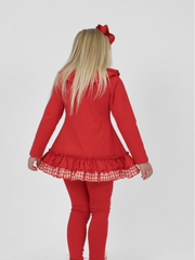 Girls 'Clara' Frill Checked Legging Set (18M - 8Y) - Red