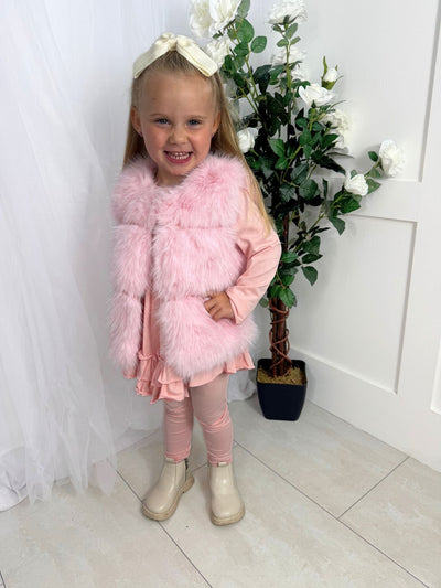 Girls 'Alora' Faux Fur Gilet (12M - 8Y) - Pink