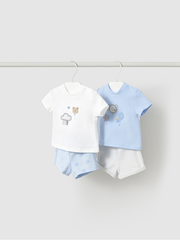 Mayoral Baby Boy Car 2 Pack of Shorts Sets - Sky