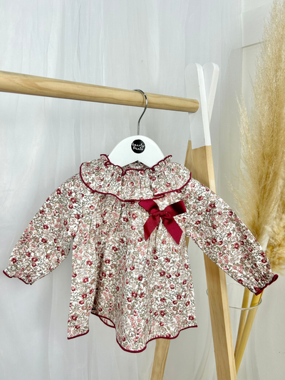 Calamaro Pink Floral Baby Dress & Bloomers