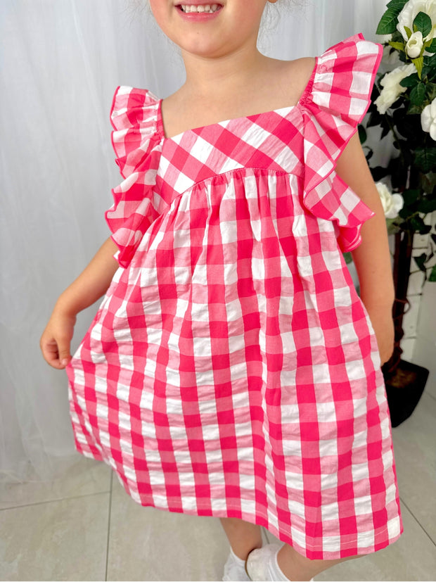 Mayoral Junior Girl Pink Gingham Dress