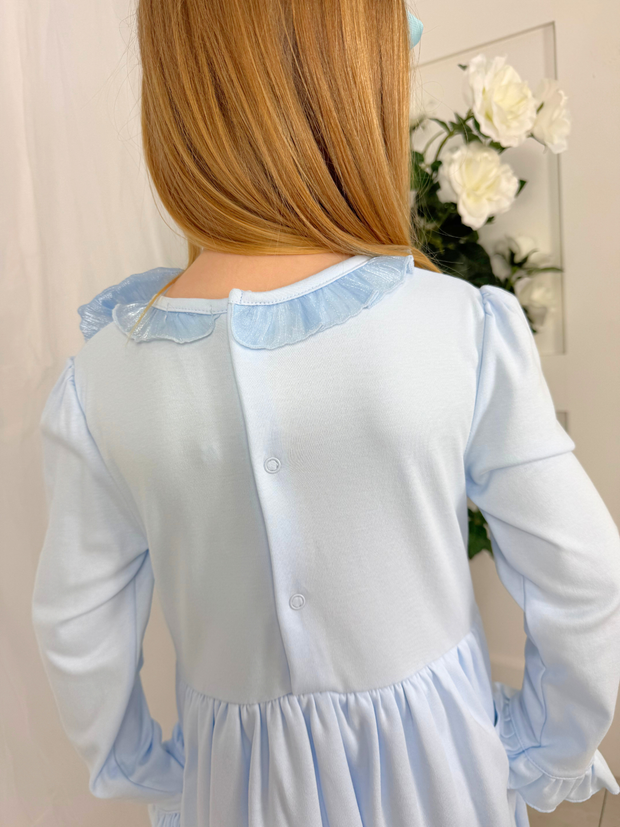 Mintini Girls Blue Diamante Bow Dress (12M - 5Y)