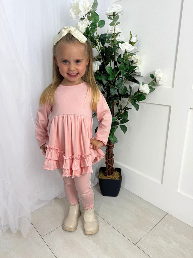 Girls 'Mae' Frilly Legging Set (18M - 8Y) - Pink