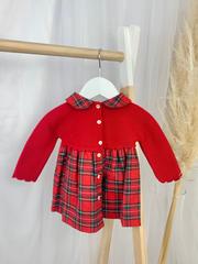 Girls 'Esther' Red & Tartan Dress