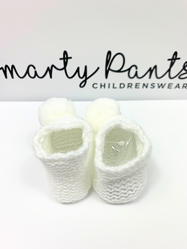 Knitted Pom Pom Booties - 2 Colours