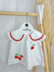 Toddler Girl Strawberry Collared Top & Trousers