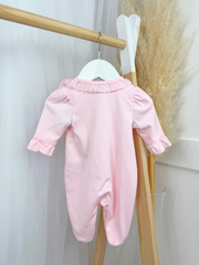 Mintini Baby Girl Pink Diamante Bow Babygrow (1M - 6M)