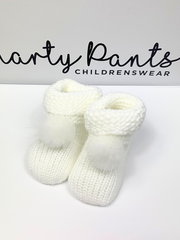 Knitted Baby Booties With Faux Fur Pom Pom - 5 Colours