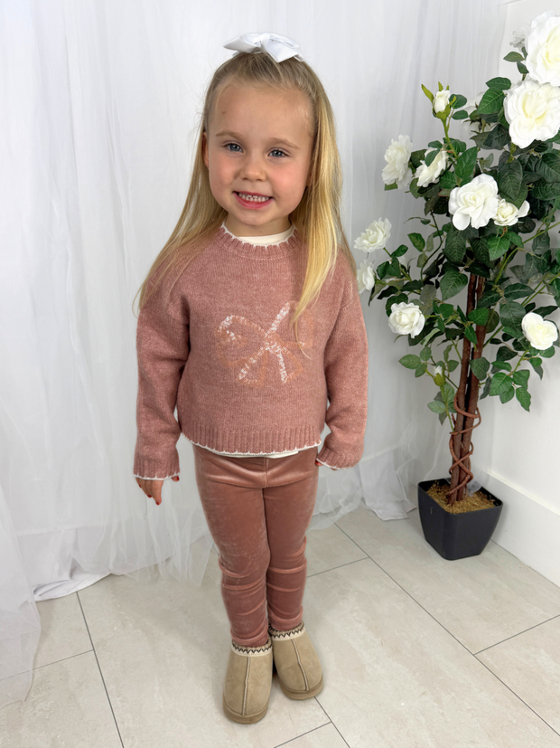 Mayoral Junior Girl Pink & Cream Bow Jumper (3Y-8Y)