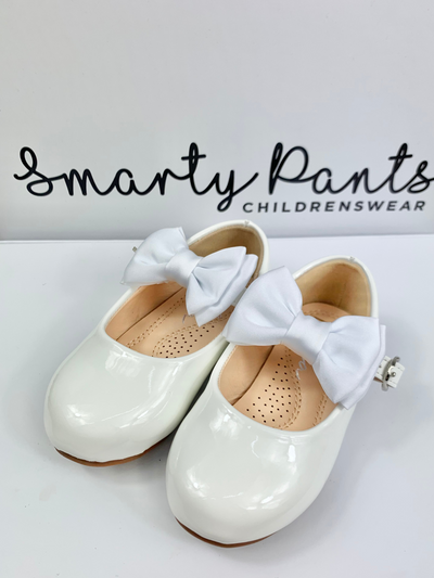 Girls White 'Madeline' Bow Shoes